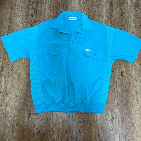 Members Only Other - VTG Members Only Turquoise Short Sleeve Pullover Henley Shirt Mens M retro 80s